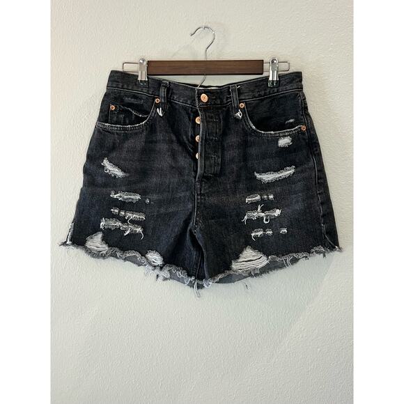 Free People We the Free Lasso Denim Shorts Washed Black Women's Size 29 - Picture 1 of 6